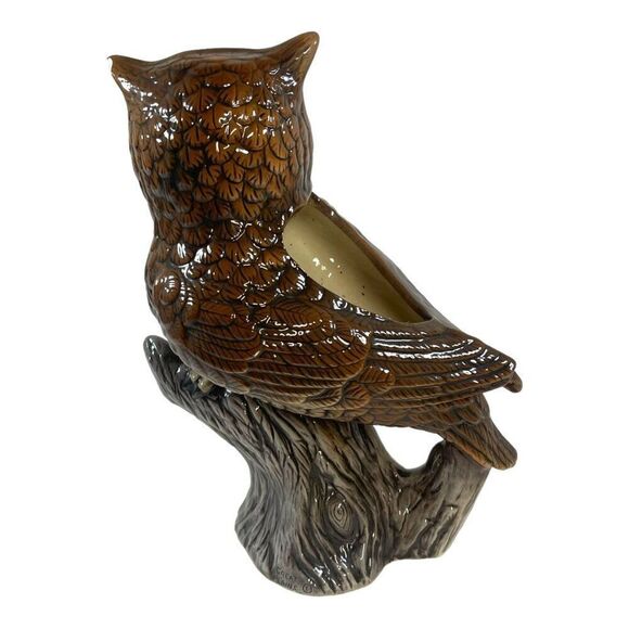 Vintage Great Plains Large Owl Planter Garden Statue 10" Wide Eyed Ceramic READ - Picture 2 of 7